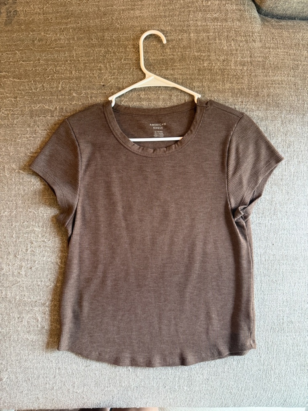 American Eagle Outfitters Brown Ribbed Short Sleeve Tee